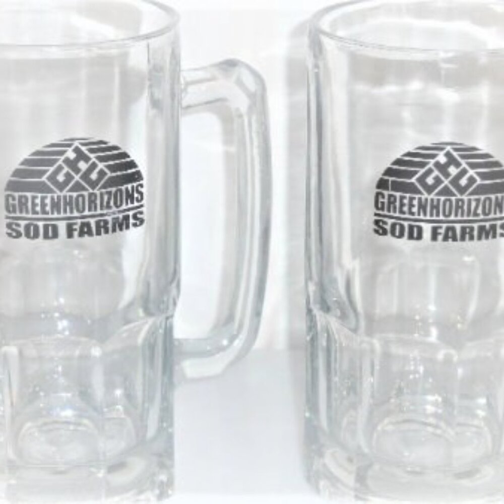 BAR1 - 8"  VERY THICK & HEAVY BEER MUGS Green Horizons SOD FARMS Ale Glass Cup